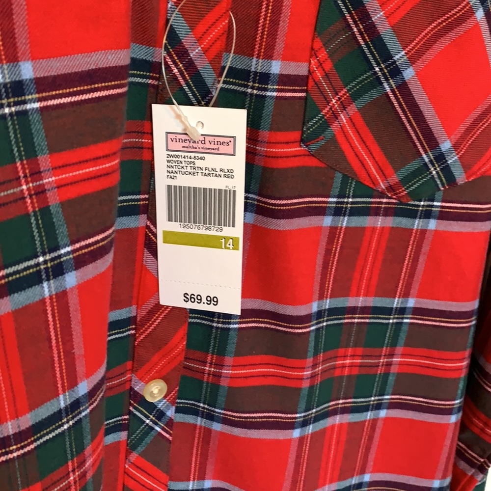 Vineyard Vines Red/Green Tartan Plaid Button Down Shirt - Picture 4 of 4